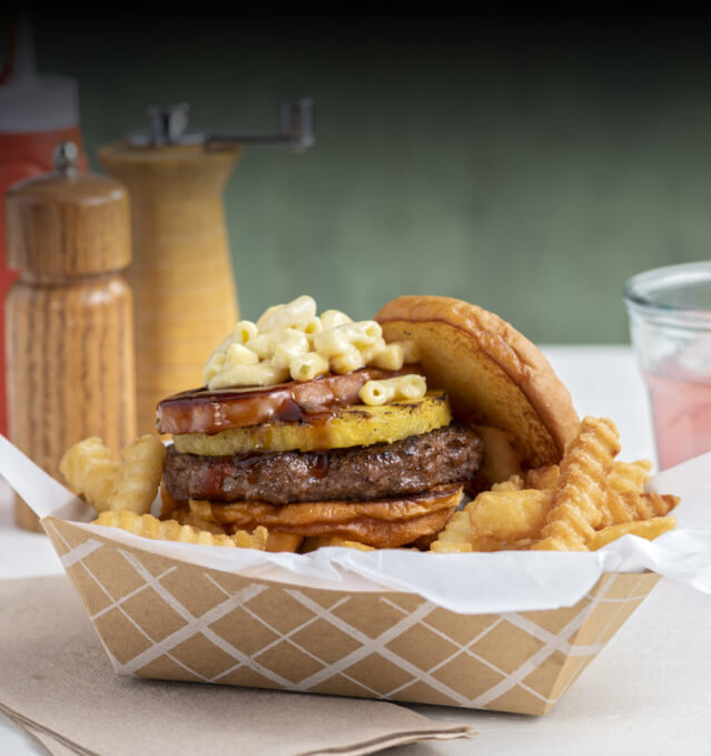 mac and cheese hawaiian hamburger